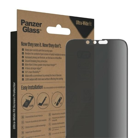 Tempered Glass 5D IPHONE 14 / 13 PRO / 13 PanzerGlass Ultra-Wide Fit Privacy Screen Protection Antibacterial (P2771)