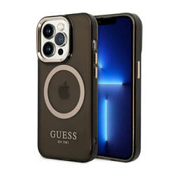 Guess Gold Outline Translucent MagSafe - Etui iPhone 14 Pro (czarny)