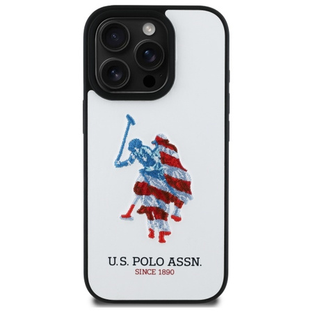 US Polo USHCP15XPUSH iPhone 15 Pro Max    6,7" biały/white Leather Big DH American Flag