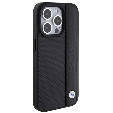 BMW Leather Textured & Stripe case for iPhone 15 Pro - black