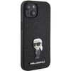 Karl Lagerfeld Fixed Glitter Ikonik Logo Metal Pin Hülle für iPhone 15 – Schwarz