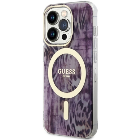 Guess GUHMP14LHLEOPWP iPhone 14 Pro 6.1" pink/pink Hardcase Leopard MagSafe