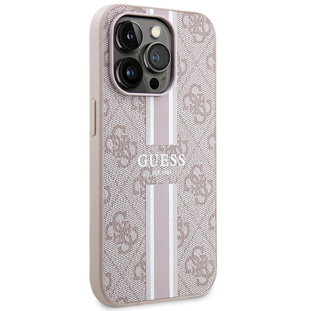 Guess nakładka do iPhone 15 Pro 6,1&quot; GUHMP15XP4RPSP HC MAGSAFE 4G PRINTED STRIPES różowa