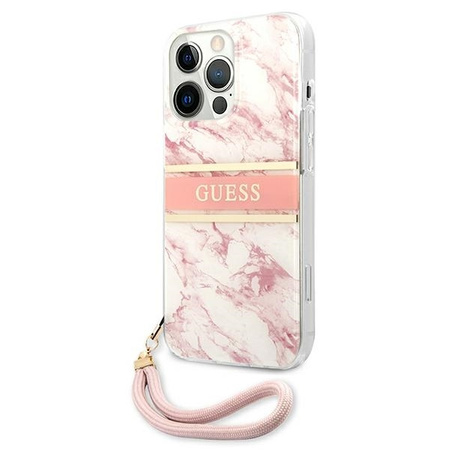 Guess GUHCP13XKMABPI iPhone 13 Pro Max 6,7" różowy/pink hardcase Marble Strap Collection