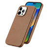 Dux Ducis Grit Leather Case for iPhone 14 Pro Max Elegant Faux Leather Cover (MagSafe Compatible) Brown