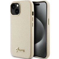 Guess Glitter Glossy Script Hülle für iPhone 15 – Gold