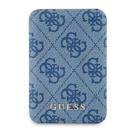 Guess Induction Powerbank 15W GUPB5FP4EMGB 5000mAh blue/blue 4G Leather Metal Logo MagSafe