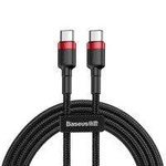 Baseus Cafule Cable wytrzymały nylonowy kabel przewód USB-C PD / USB-C PD PD2.0 60W 20V 3A QC3.0 2M czarno-czerwony (CATKLF-H91)