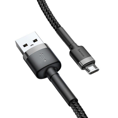 Baseus Cafule Cable wytrzymały nylonowy kabel przewód USB / micro USB 2A 3M czarno-szary (CAMKLF-HG1)