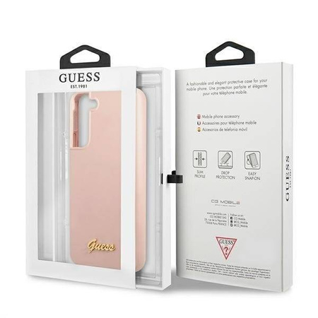 Guess GUHCS22MLSLMGPP S22+ S906 różowy/pink hardcase Silicone Script Metal Logo