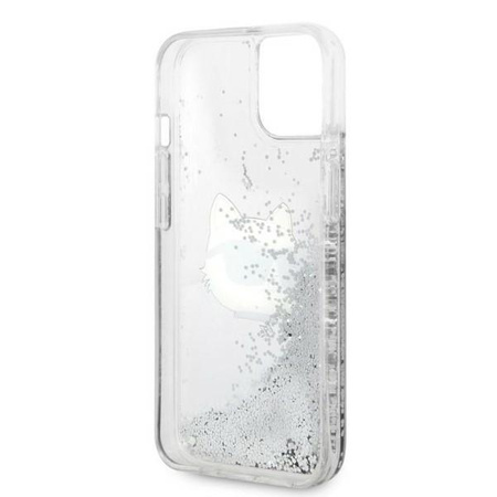 Karl Lagerfeld Liquid Glitter NFT Choupette Head - Etui iPhone 14 Plus (srebrny)