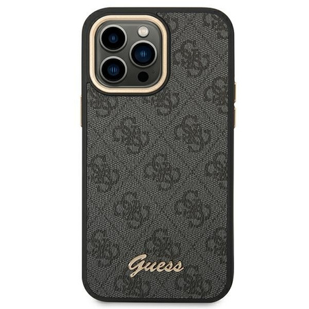 Oryginalne Etui IPHONE 14 PRO MAX Guess Hard Case 4G Vintage Gold Logo (GUHCP14XHG4SHK) czarne