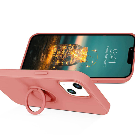 Etui IPHONE 13 PRO Silikonowe Ring Pierścień Magnetyczny Silicone Ring różowe