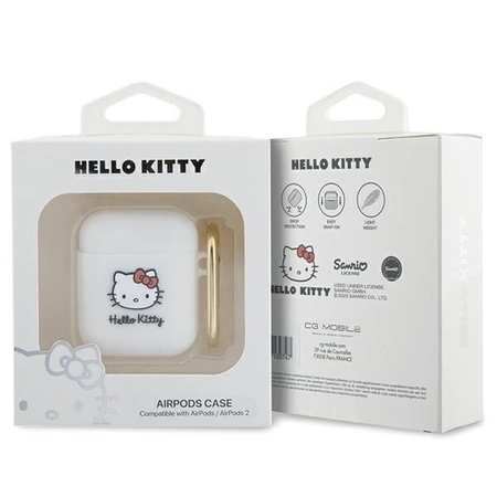 Hello Kitty Silikon 3D Kitty Head Hülle für AirPods 1/2 – weiß