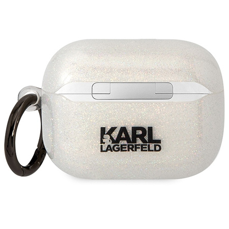 Original Case APPLE AIRPODS PRO Karl Lagerfeld Gliter Karl&Choupette (KLAPHNKCTGT) transparent