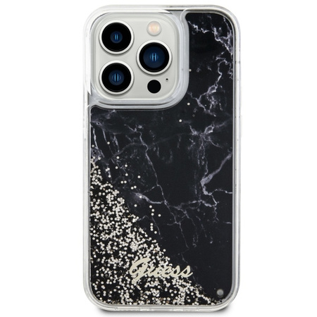 Guess GUHCP14LLCSGSGK iPhone 14 Pro 6,1" schwarz/schwarzes Hardcase Liquid Glitter Marble