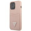 Case IPHONE 13 PRO Guess Hardcase Saffianotriangle Logo Cardslot (GUHCP13LPSATPP) pink