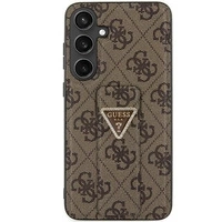Etui Guess Grip Stand 4G Triangle Strass na Samsung Galaxy S24 Ultra - brązowe