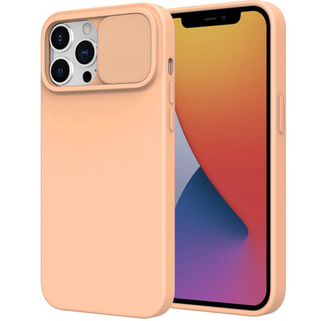 Case IPHONE 14 PRO Silicone with Camera Cover Nexeri Silicone Lens peach