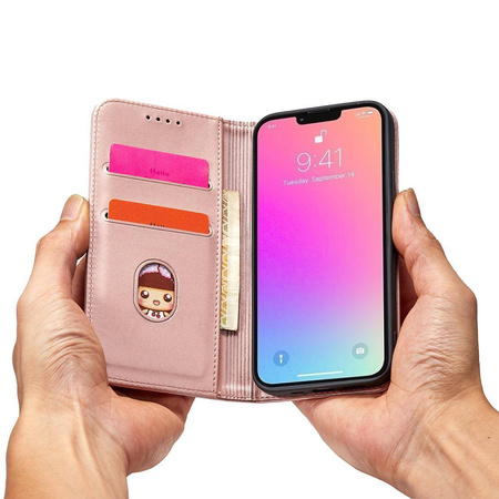 Magnet Card Case for iPhone 13 Pro Max Pouch Card Wallet Card Holder Pink