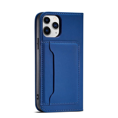 Magnet Card Case etui do iPhone 12 Pro Max pokrowiec portfel na karty kartę podstawka niebieski