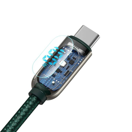 Baseus USB Type C - USB Type C cable 100W (20V / 5A) Power Delivery with display screen power meter 2m green (CATSK-C06)