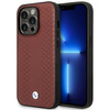 Original Handyhülle IPHONE 14 PRO BMW Leather Diamond Pattern MagSafe (BMHMP14L22RFGR) burgund