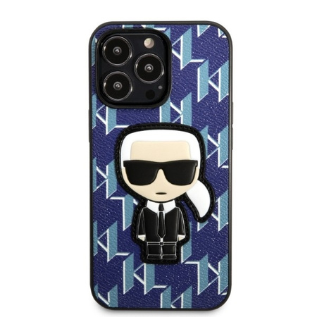 Oryginalne Etui IPHONE 13 PRO MAX Karl Lagerfeld Hardcase Monogram Ikonik Patch niebieskie