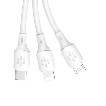 Kabel USB - USB C / micro USB / Lightning 480Mb/s 6A 1.2m - biały