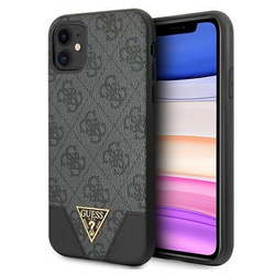 Guess nakładka do iPhone 11 GUHCN61PU4GHBK szara hard case 4G Triangle Collection