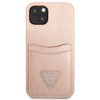 Case IPHONE 13 MINI Guess Hardcase Saffianotriangle Logo Cardslot (GUHCP13SPSATPP) pink