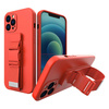 Rope case gel TPU airbag case cover with lanyard for iPhone 13 red