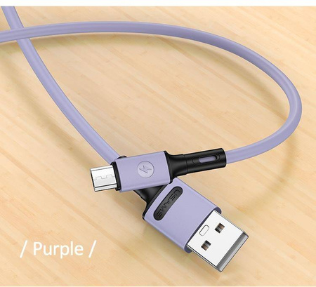 USAMS Kabel U52 microUSB 2A Fast Charge 1m purpurowy/purple SJ435USB04 (US-SJ435)