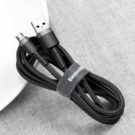 Baseus Cafule Cable - Dwustronny kabel połączeniowy micro USB na USB QC 3.0, 2.4 A, 0.5 m (szary/czarny)