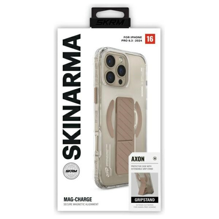 Skinarma etui Axon iPhone 16 Pro 6.3"     Magnetic Charging + Grip Stand szampański/champagne