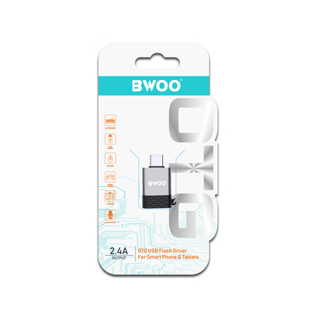 BWOO adapter BZ-35 USB - USB-C szary OTG