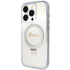 Guess Ring Stand Script Glitter MagSafe case for iPhone 15 Pro Max - transparent