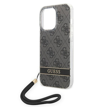 Original Handyhülle IPHONE 14 PRO MAX Guess Hardcase 4G Print Strap (GUOHCP14XH4STK) schwarz