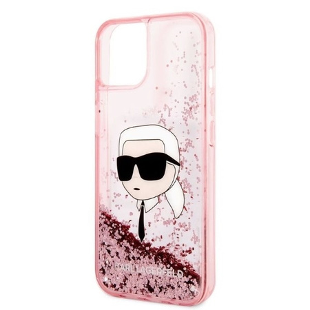 Karl Lagerfeld Liquid Glitter NFT Karl's Head - Etui iPhone 14 Plus (różowy)