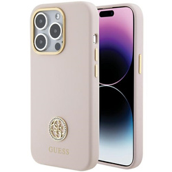 Guess nakładka do iPhone 15 Pro 6,1&quot; GUHCP15LM4DGPP różowa HC SILICONE LOGO STRASS 4G