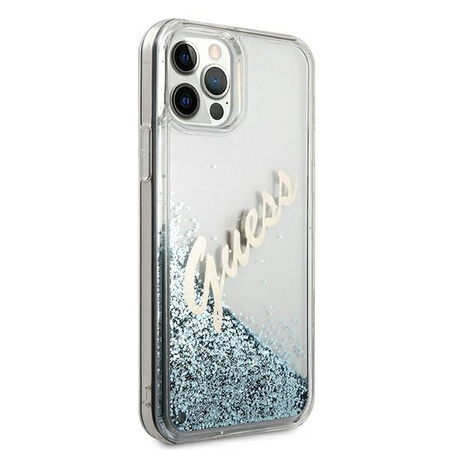 Guess GUHCP12LGLVSBL iPhone 12 Pro Max 6,7" niebieski/blue hardcase Glitter Vintage Script