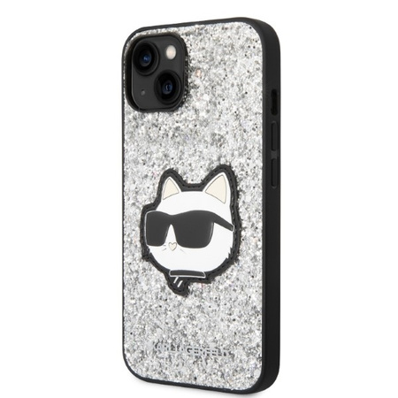 Karl Lagerfeld NFT Glitter Choupette Patch - Etui iPhone 14 Plus (srebrny)