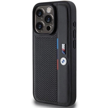 BMW Perforated Tricolor Line case for iPhone 15 Pro Max - black