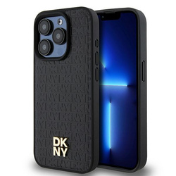 DKNY DKHMP15LPSHRPSK iPhone 15 Pro 6.1" czarny/black hardcase Leather Pattern Monogram Metal Logo MagSafe