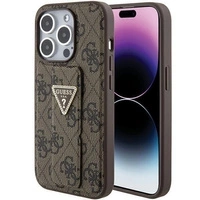 Guess Grip Stand 4G Triangle Strass case for iPhone 15 Pro Max - brown