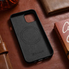 iCarer Case Leather genuine leather case for iPhone 14 Plus schwarz () (MagSafe compatible)