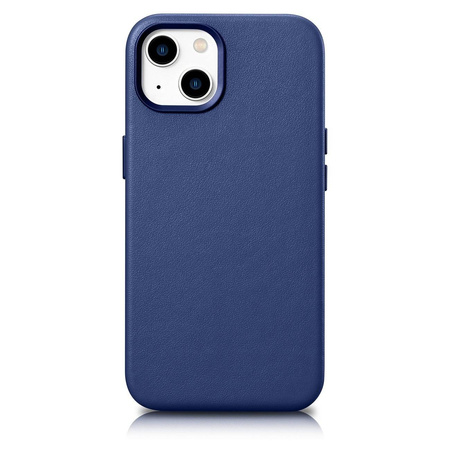 iCarer Case Leather Genuine Leather Case Cover for iPhone 14 Blue (WMI14220705-BU) (MagSafe Compatible)