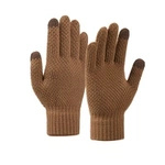 Winter braided phone gloves - brown