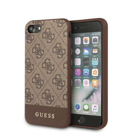 Guess 4G Bottom Stripe Collection - Etui iPhone SE 2020 / 8 / 7 (brązowy)