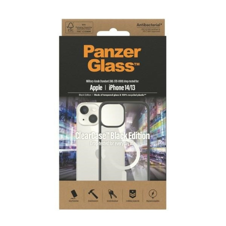 Case IPHONE 13 / 14 PanzerGlass ClearCase Antibacterial (0413) black